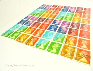 Rainbow Patchwork Stamp Art by TangleCrafts
